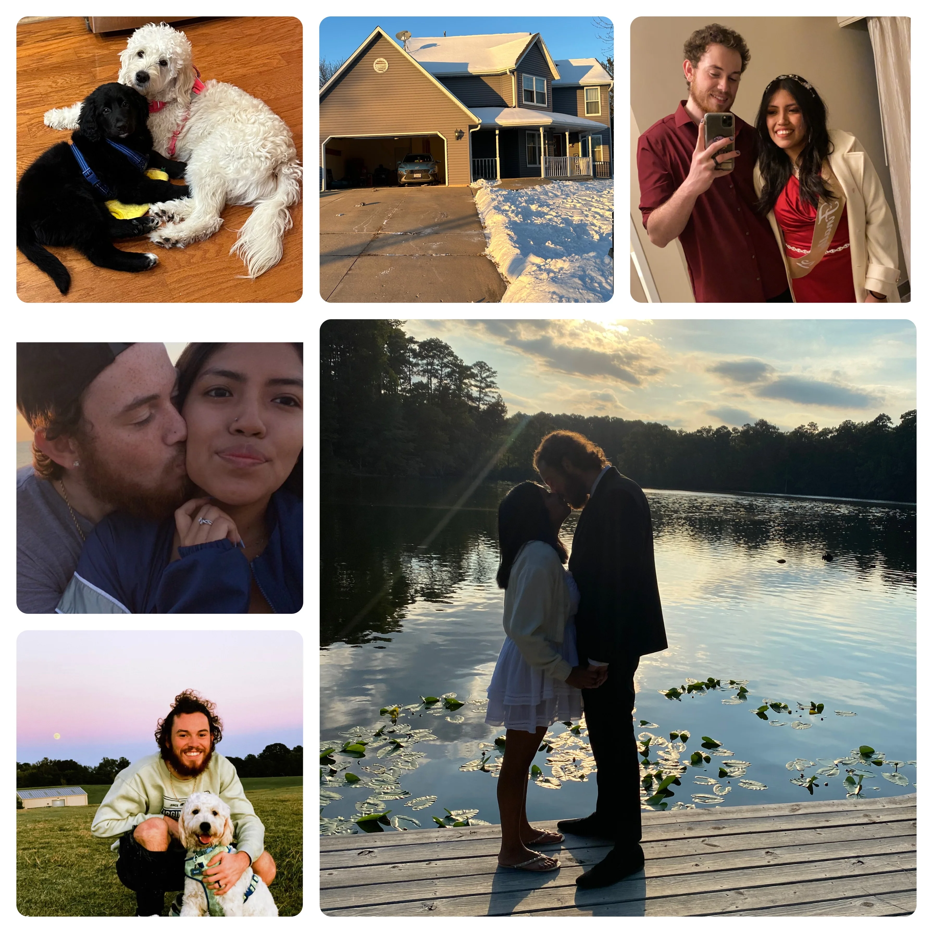 collage of Clif, his wife Mari, and two dogs Nymeria and Max